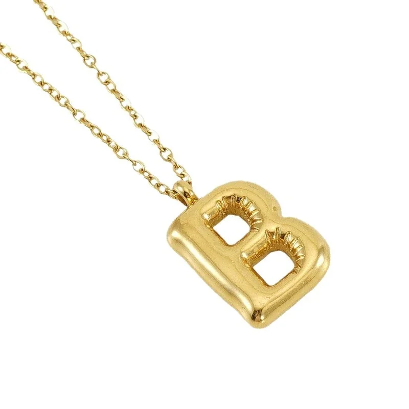 Puffy 18K Gold-Plated Bubble Letter Chain Necklace