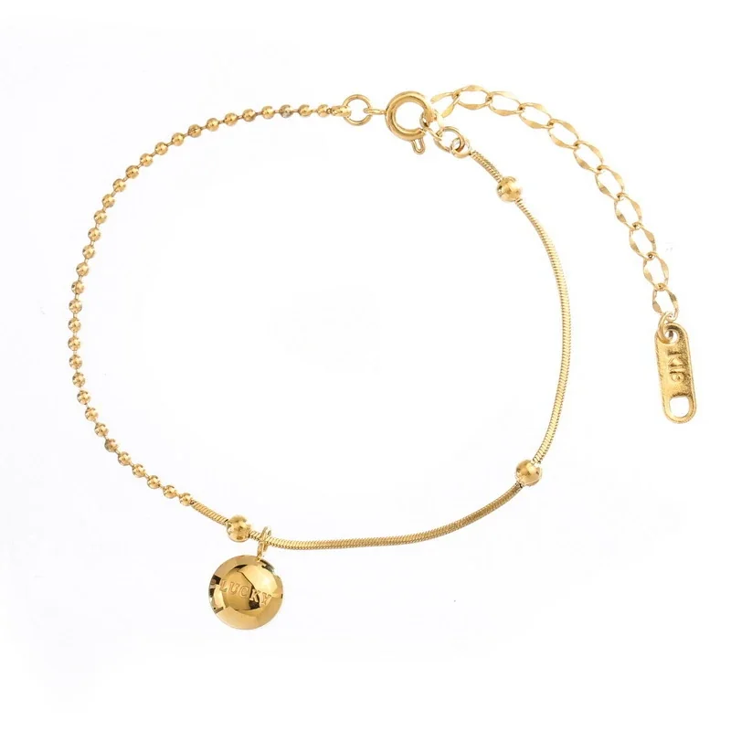 Anklet – Lucky Disc Bead Chain, Gold-Tone Stainless Steel