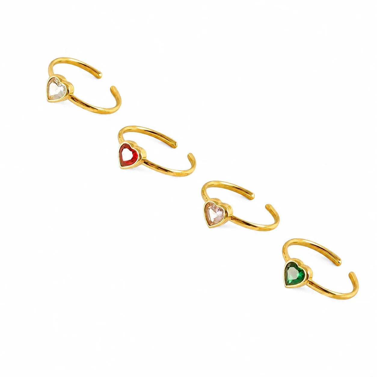 Playful 18K Gold-Plated Open-Front Heart Flower Ring