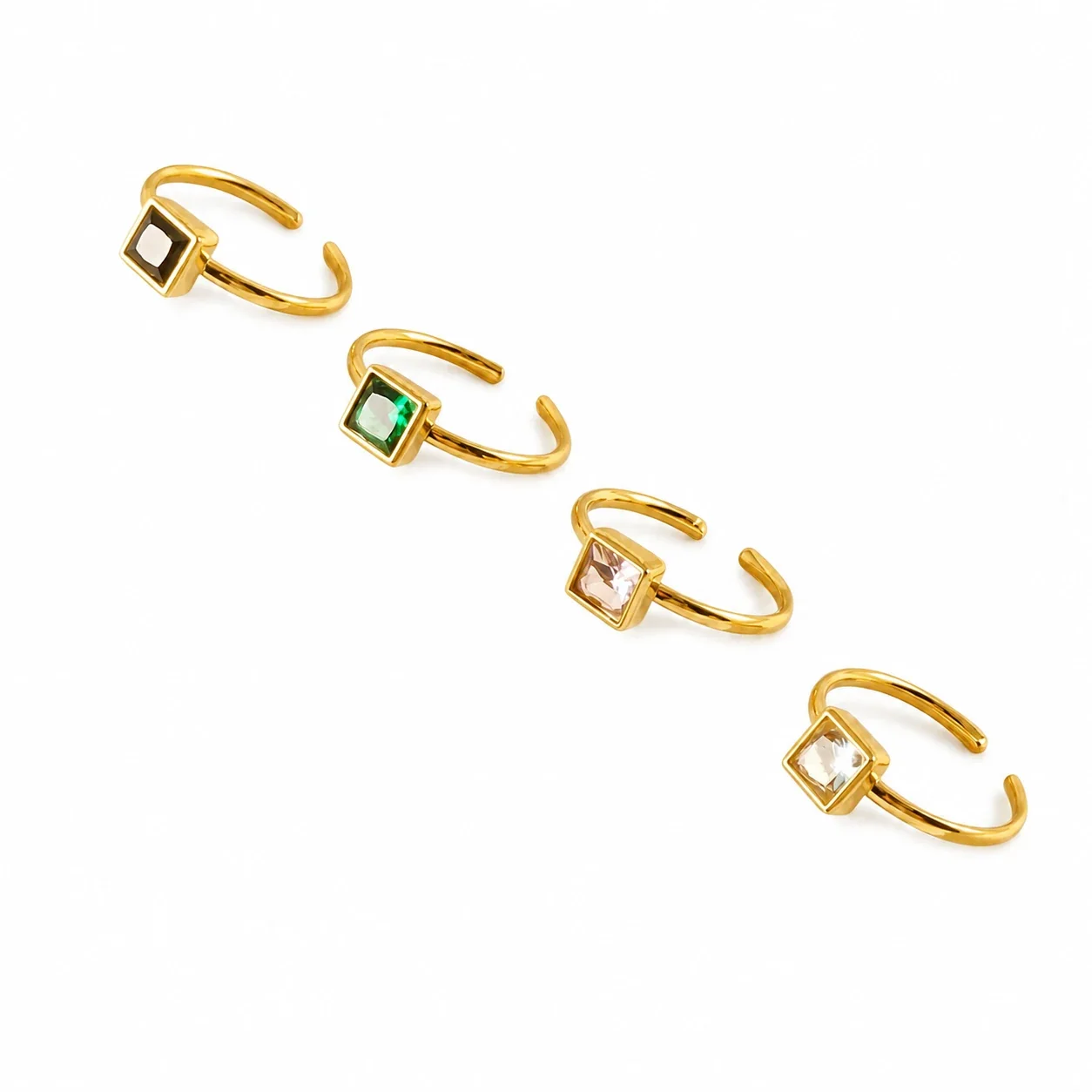 Playful 18K Gold-Plated Open-Front Heart Flower Ring