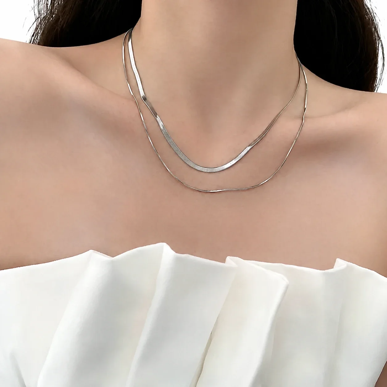 Foto prodotto: Layered Snake & Fine Chain Necklace, Gold-Plated Stainless Steel