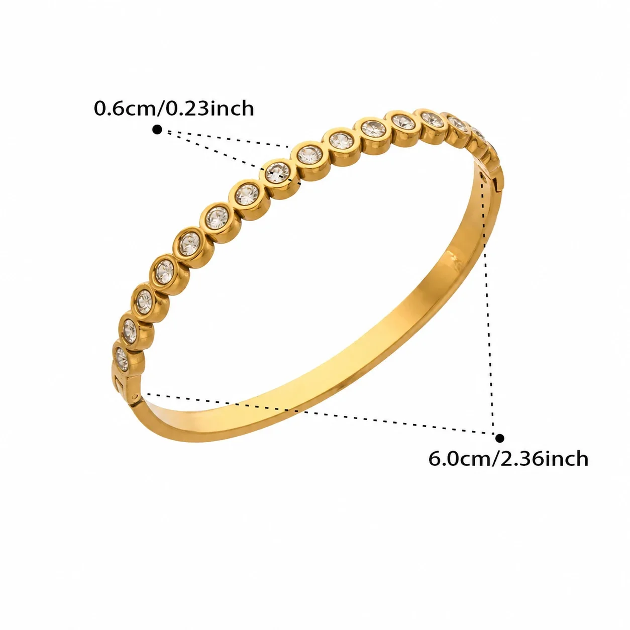 Radiant 18K Gold-Plated Stainless Steel Crystal Bangle - Gold