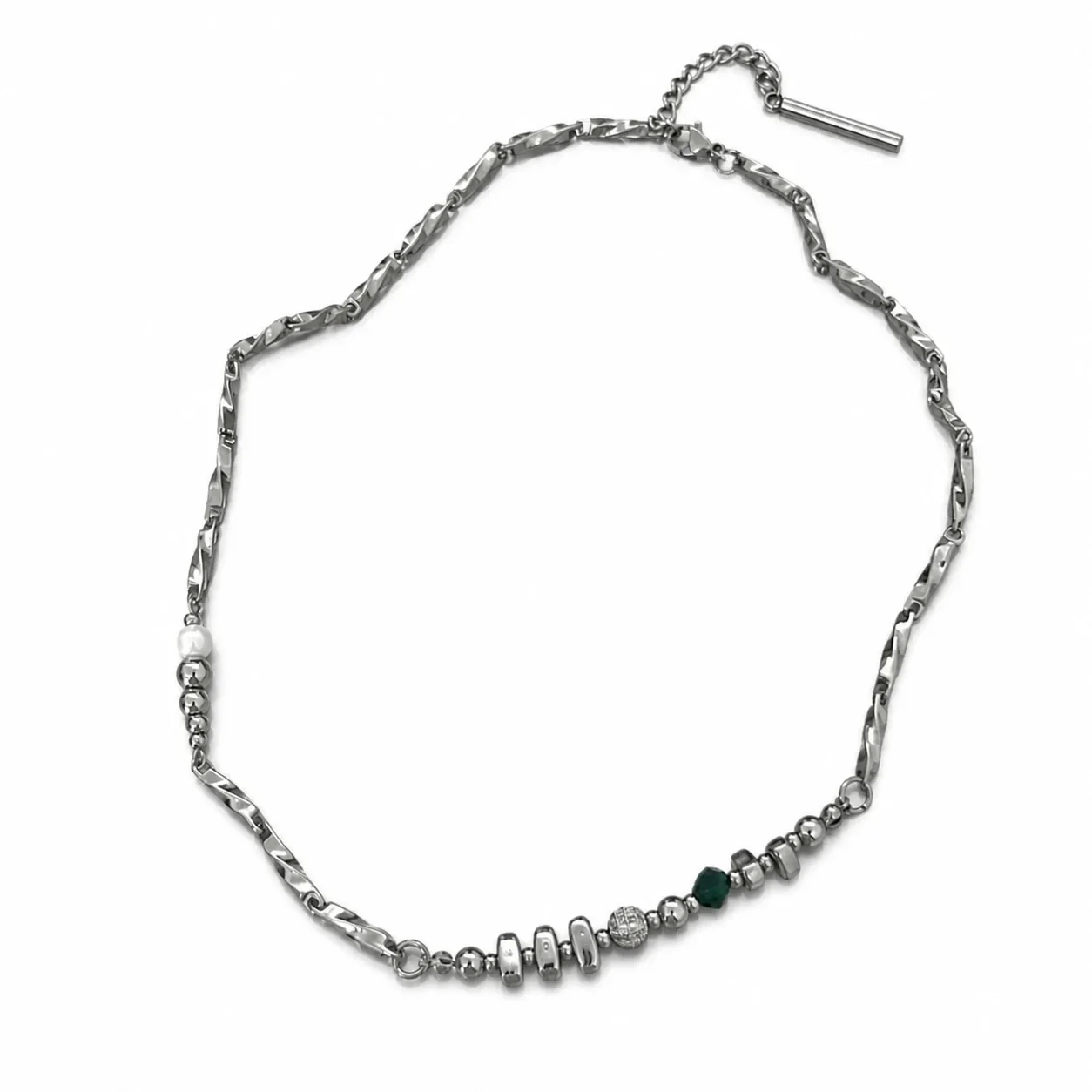 Edgy Stainless Steel Twisted Link Chain Necklace