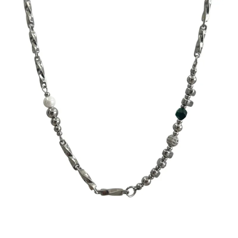 Edgy Stainless Steel Twisted Link Chain Necklace