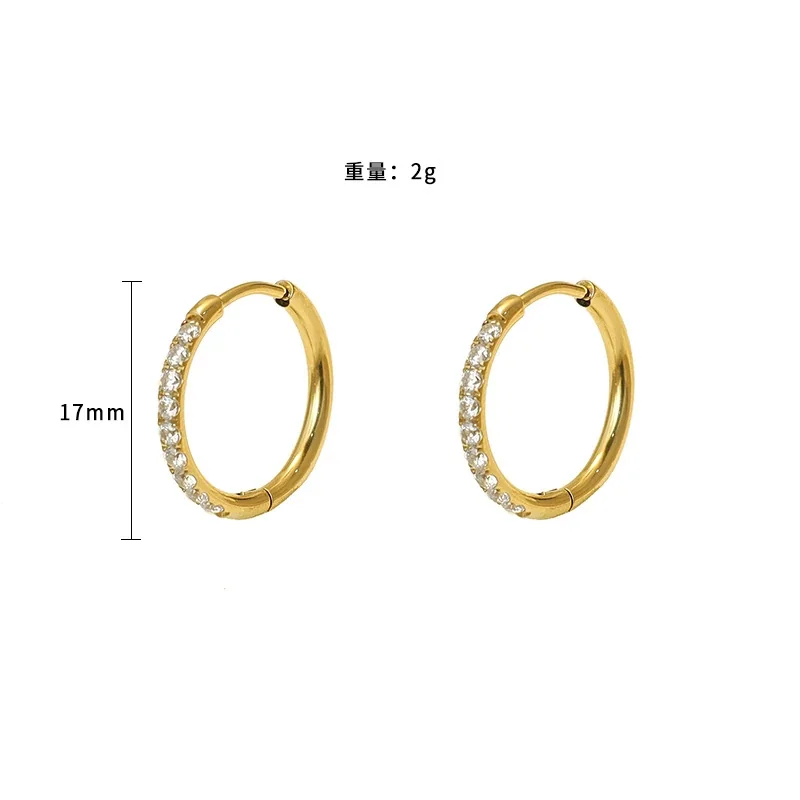 Polished Gold-Plated 316 Stainless Steel Pave Hinged Hoop Earrings - Gold Style B