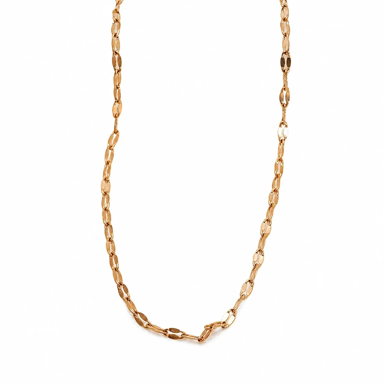 Delicate Rose Gold-Plated Oval Link Chain Necklace