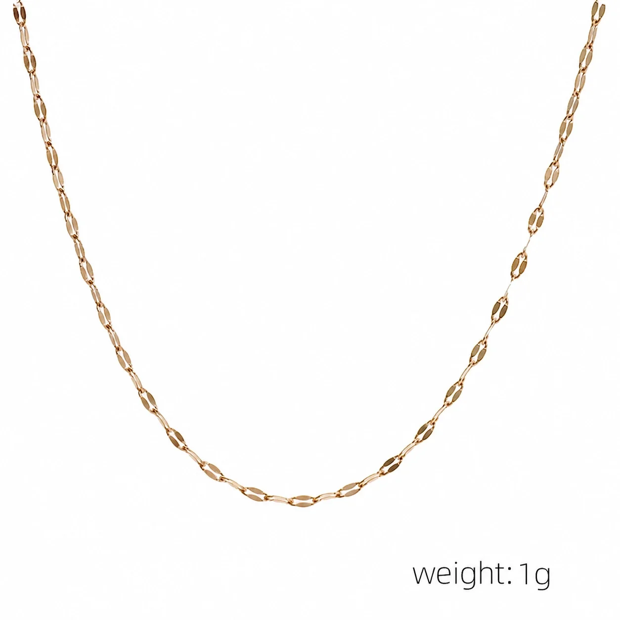 Delicate Rose Gold-Plated Oval Link Chain Necklace - Rose Gold + . + . cm