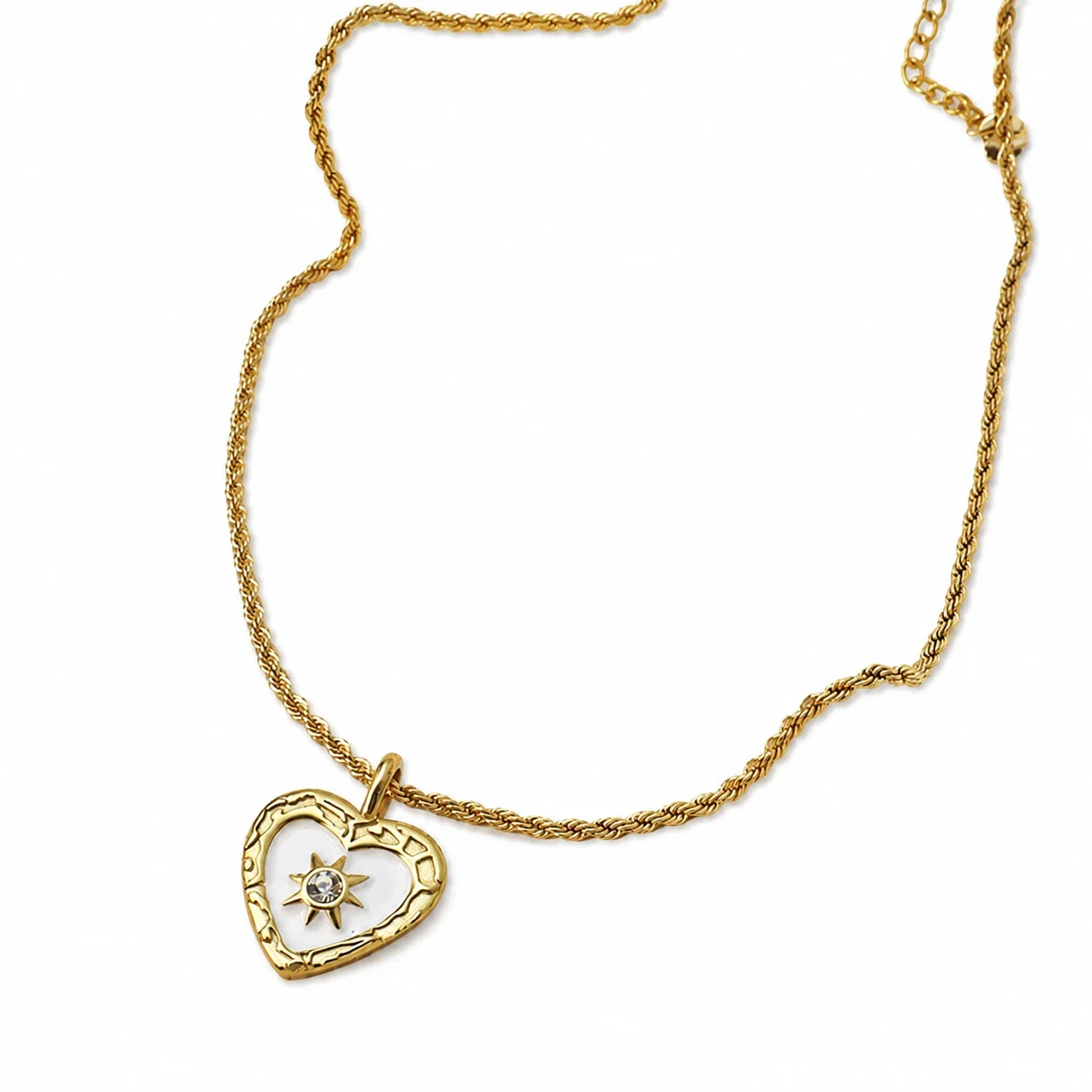 Heart Pendant Necklace Mother-of-Pearl Gold-Plated Stainless Steel