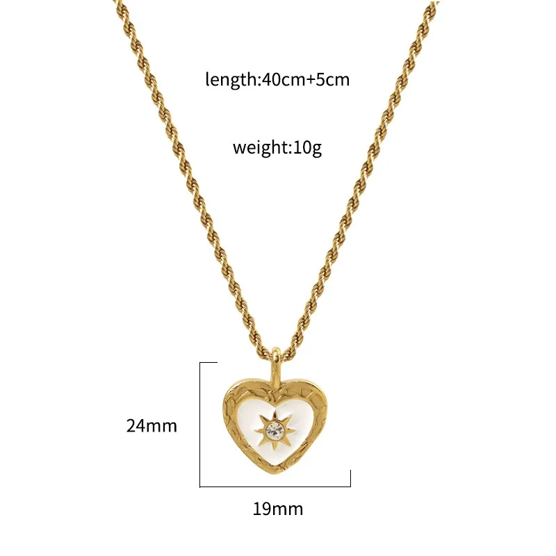 Heart Pendant Necklace Mother-of-Pearl Gold-Plated Stainless Steel - Gold