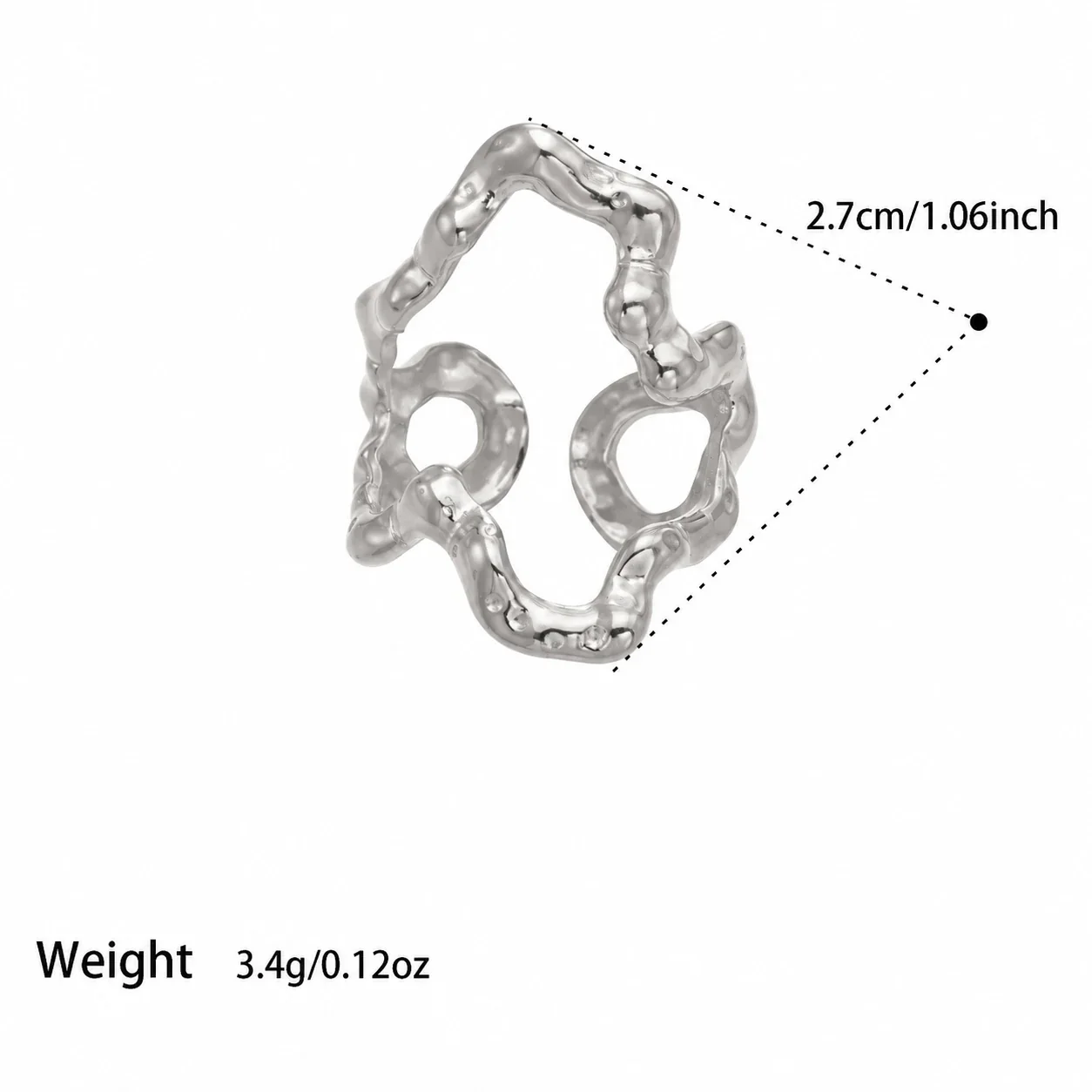 Produktfoto: Offener Ring in organischer Blob-Form, Edelstahl 316