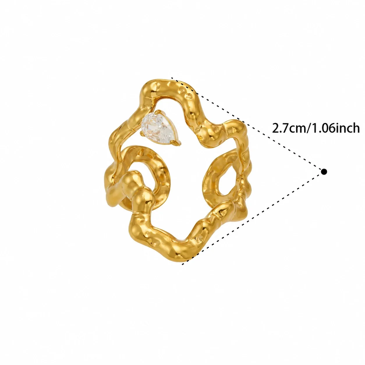 Produktfoto: Offener Ring in organischer Blob-Form, Edelstahl 316
