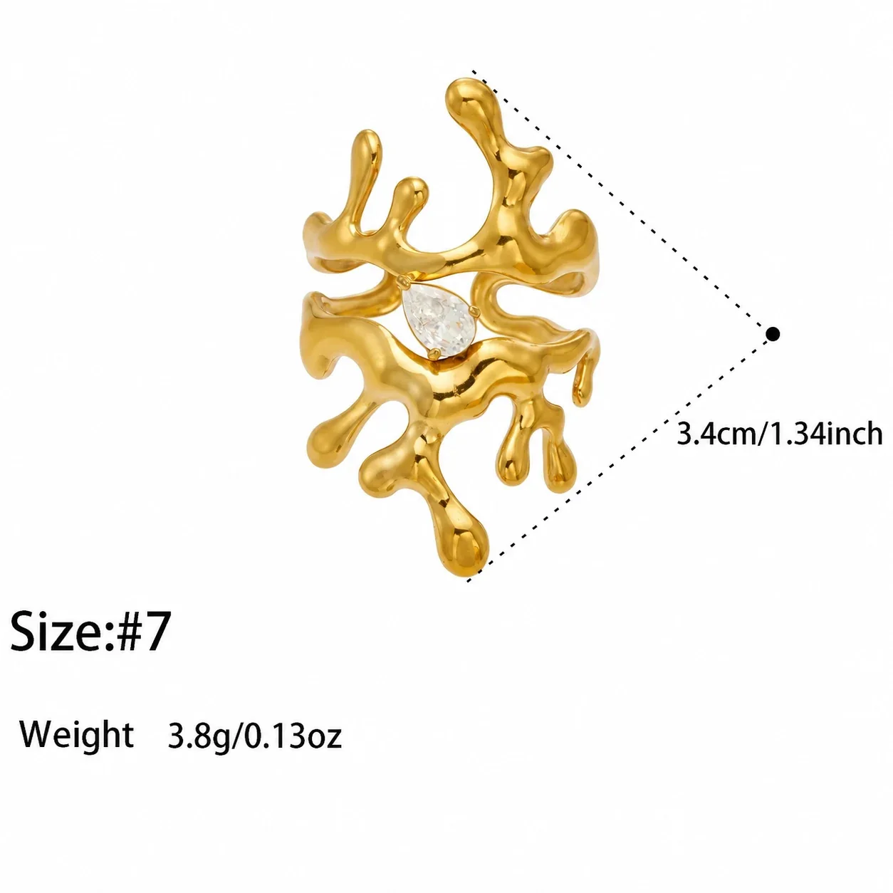 Produktfoto: Offener Ring in organischer Blob-Form, Edelstahl 316