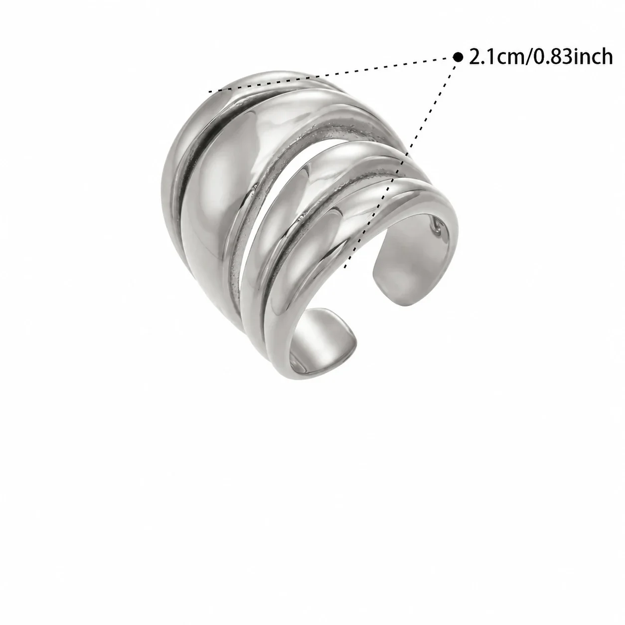 Photo produit : Bague géométrique à bandes multiples en acier inoxydable 316 plaqué or