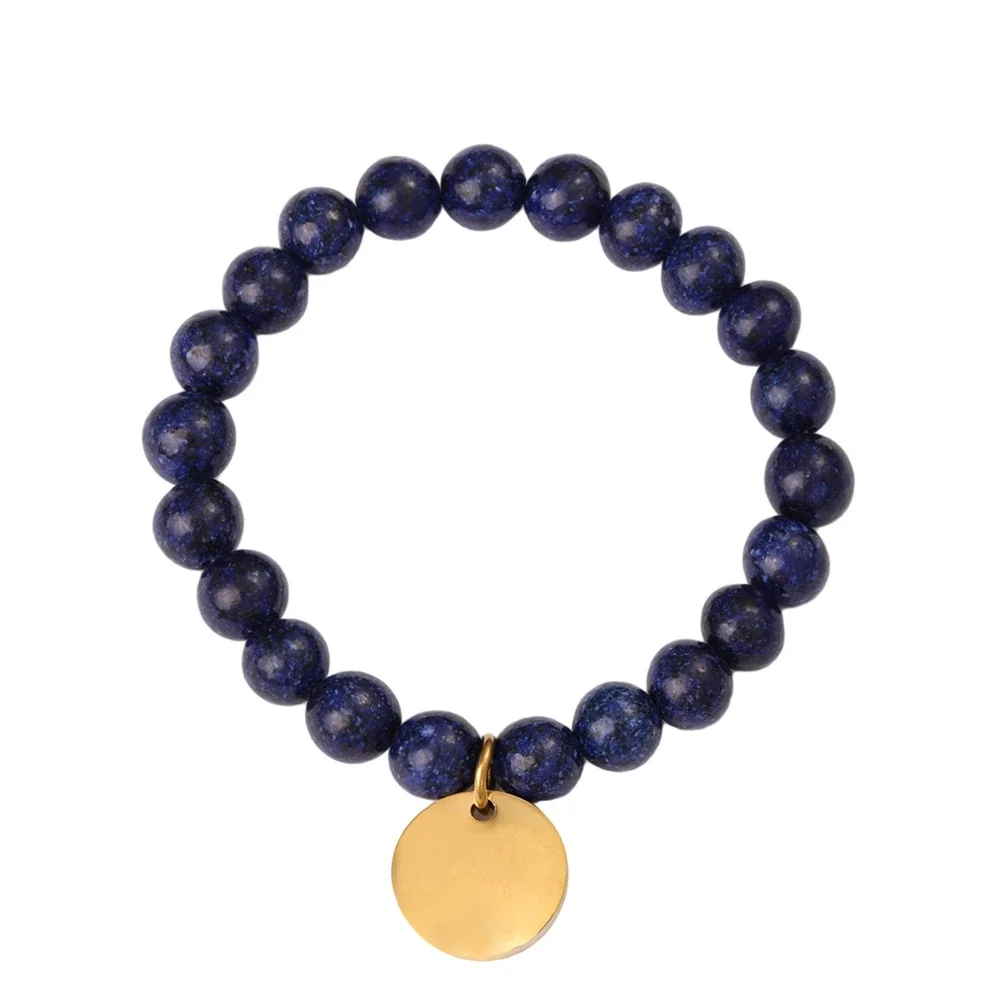 Pulseira de Contas, Pendente de Disco, Aço Inoxidável 316 Banhado a Ouro 18K