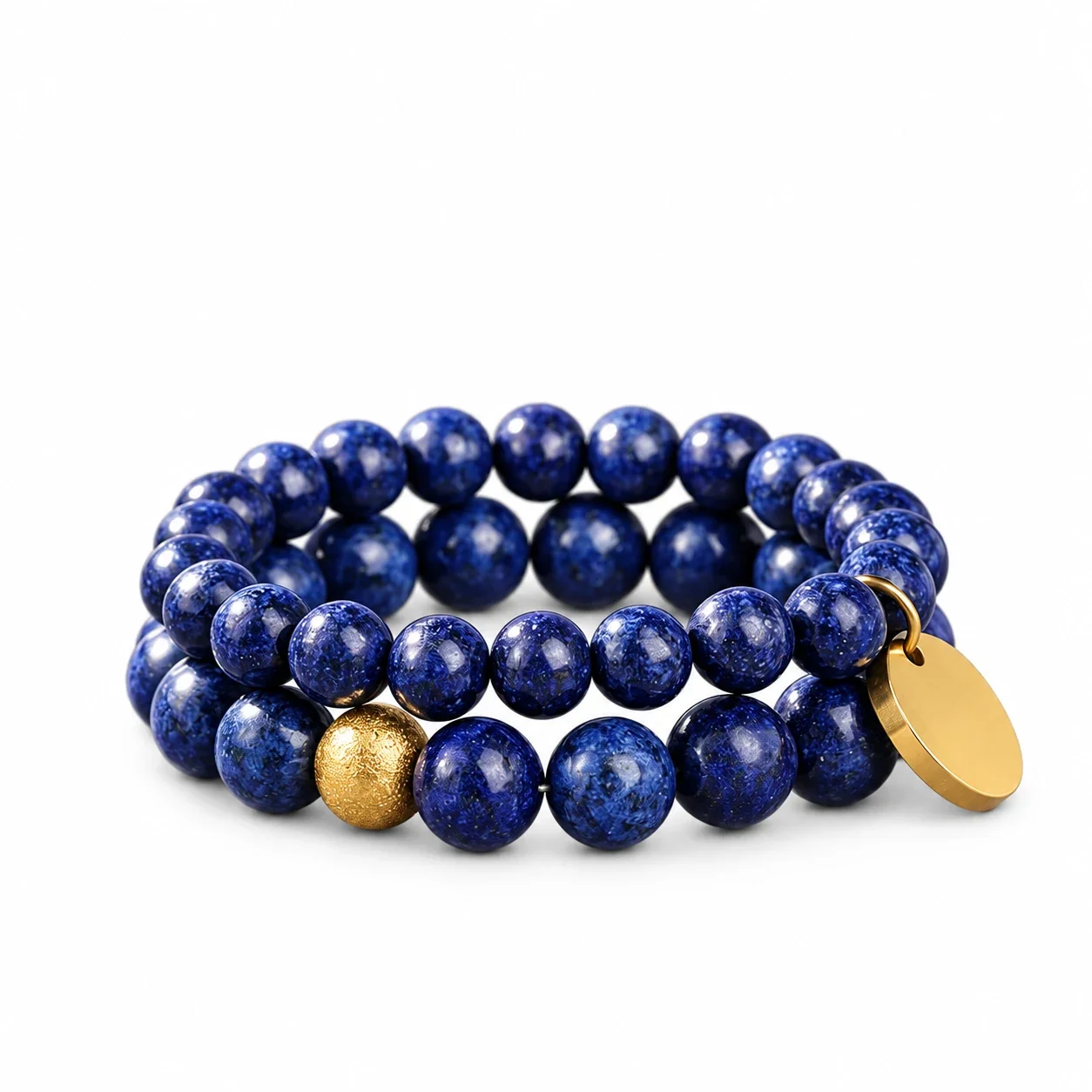 Bead Bracelet, Disc Charm, 18K Gold-Plated 316 Stainless Steel
