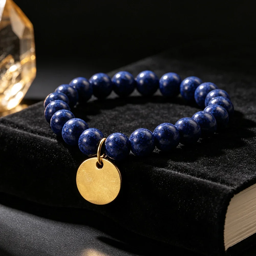 Bead Bracelet, Disc Charm, 18K Gold-Plated 316 Stainless Steel