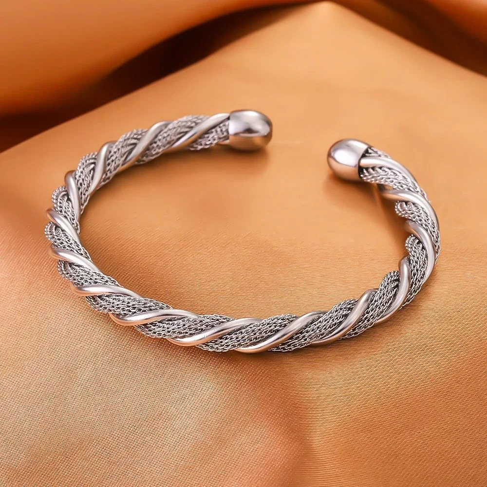 Cuff Bracelet Twisted Mesh Rope 18K Gold-Plated Stainless Steel