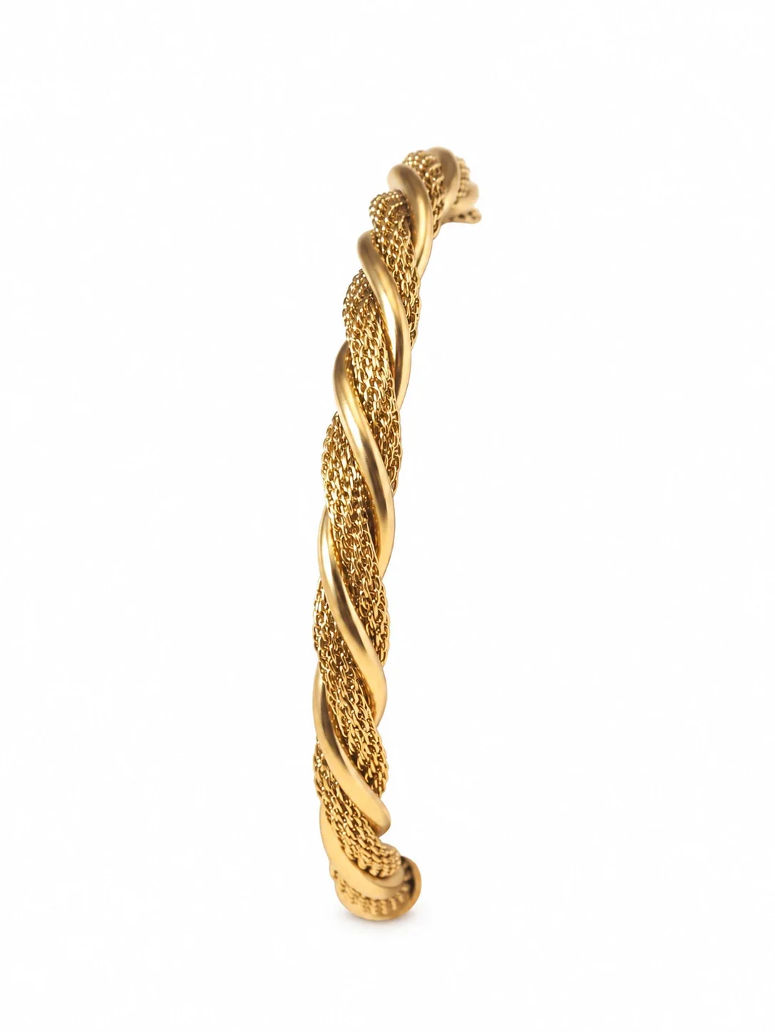 Cuff Bracelet Twisted Mesh Rope 18K Gold-Plated Stainless Steel - Gold