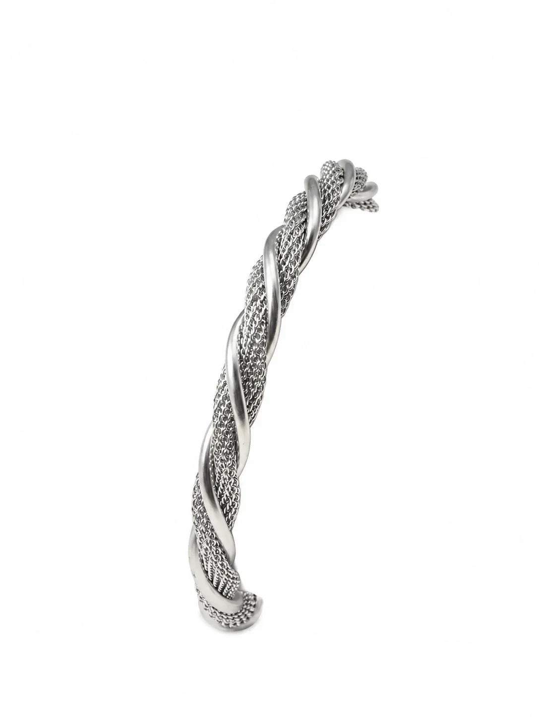 Cuff Bracelet Twisted Mesh Rope 18K Gold-Plated Stainless Steel - Silver
