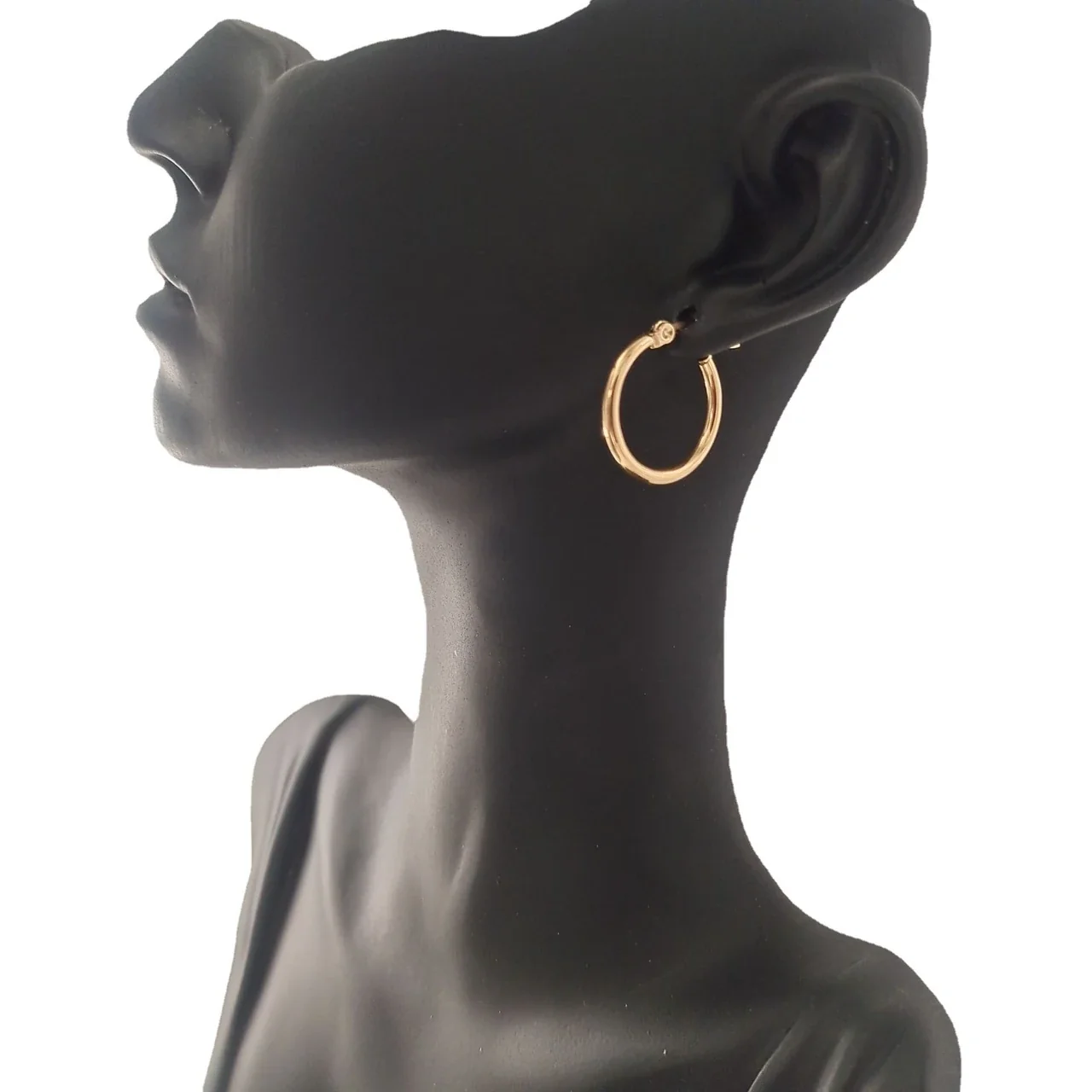 Minimal Stainless Steel PVD Round Wire Latch Hoop Earrings