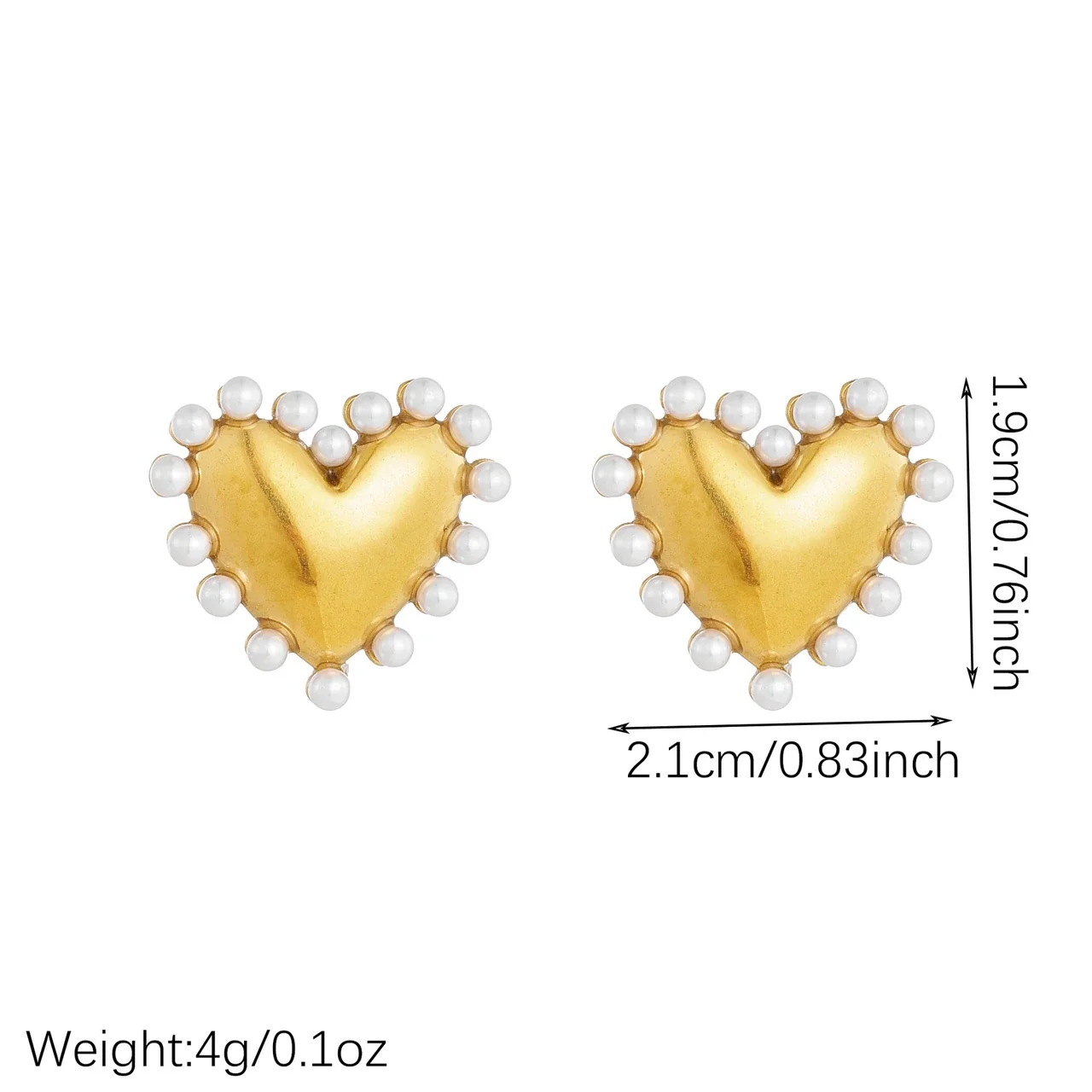 Produktfoto: Herz-Ohrstecker mit Muschelkernperlenrand aus vergoldetem Edelstahl