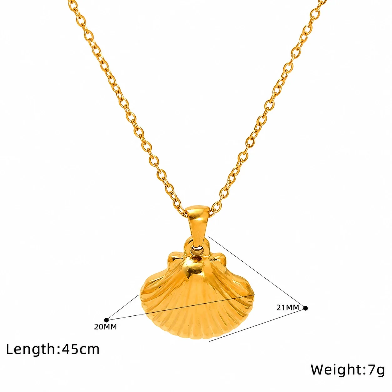 Coastal Gold-Plated Stainless Steel Shell Cable Necklace