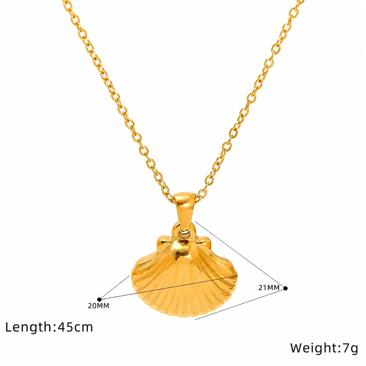 Coastal Gold-Plated Stainless Steel Shell Cable Necklace - Gold Shell