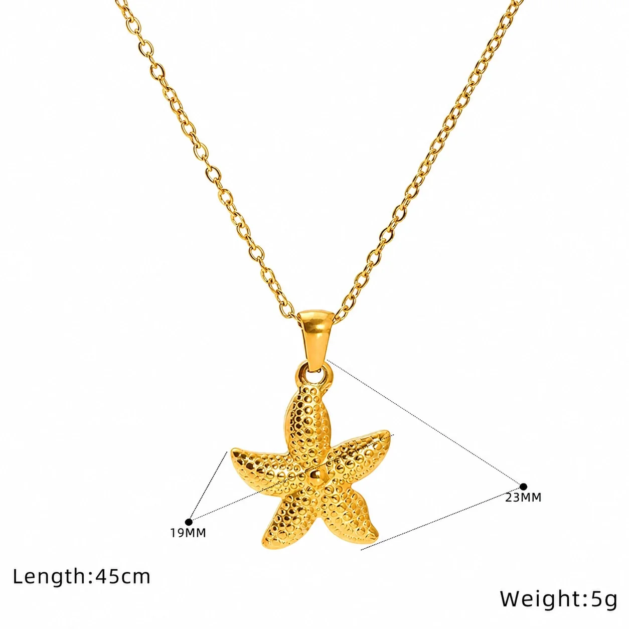 Coastal Gold-Plated Stainless Steel Shell Cable Necklace - Gold Shell with Crystals
