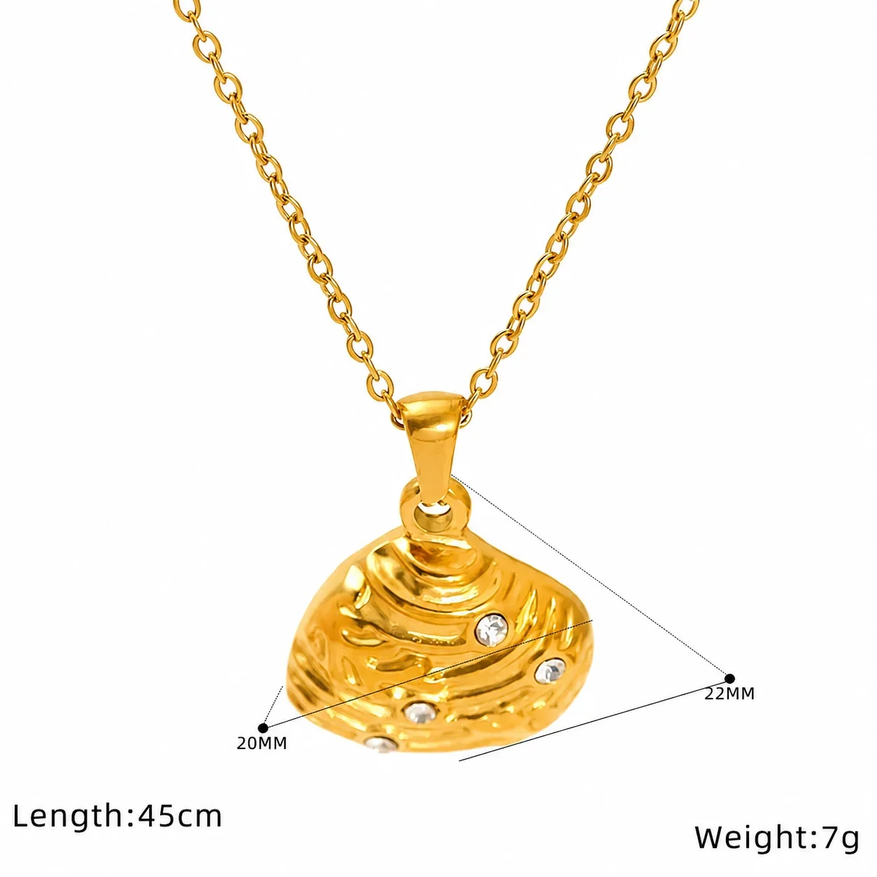 Coastal Gold-Plated Stainless Steel Shell Cable Necklace - Gold Cowboy Boot