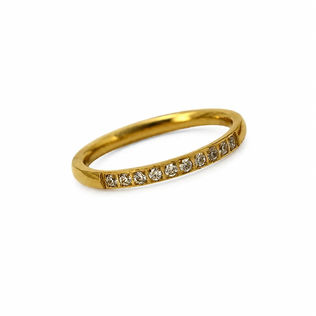Schmaler Edelstahl Ring mit Pavé – Halber Ewigkeitsring