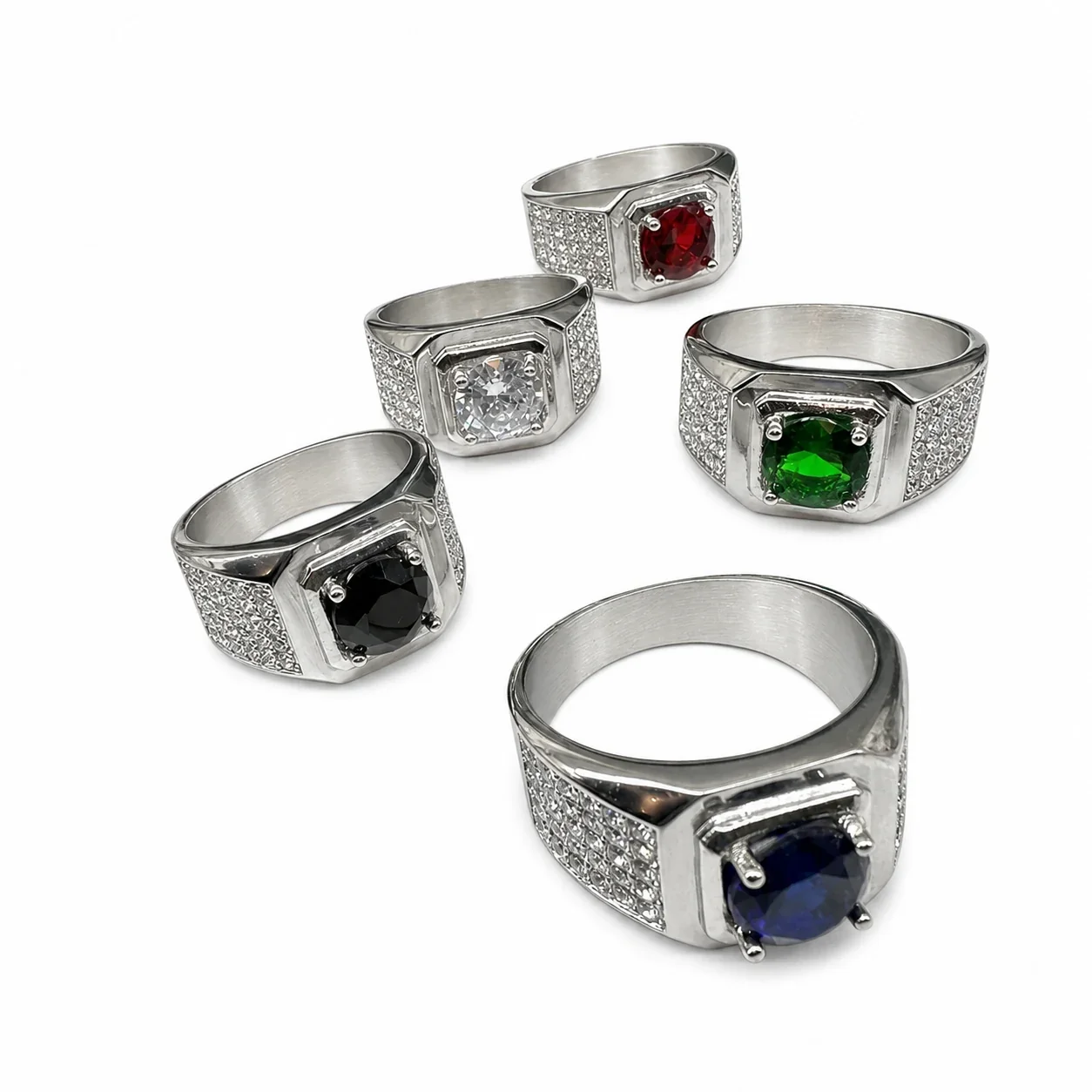 Bold 316 Stainless Steel Cushion CZ Signet Ring