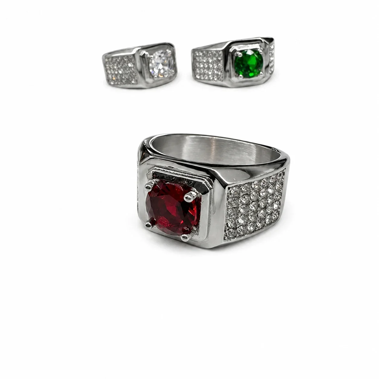 Bold 316 Stainless Steel Cushion CZ Signet Ring