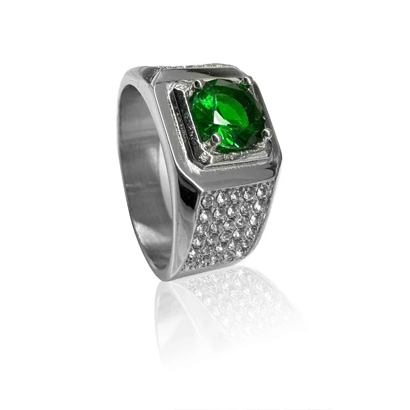 Bold 316 Stainless Steel Cushion CZ Signet Ring