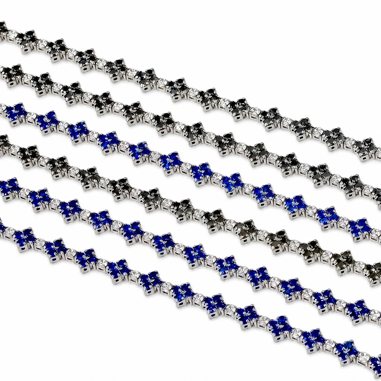 Clover Silver-Tone 316 Stainless Steel Tennis Bracelet