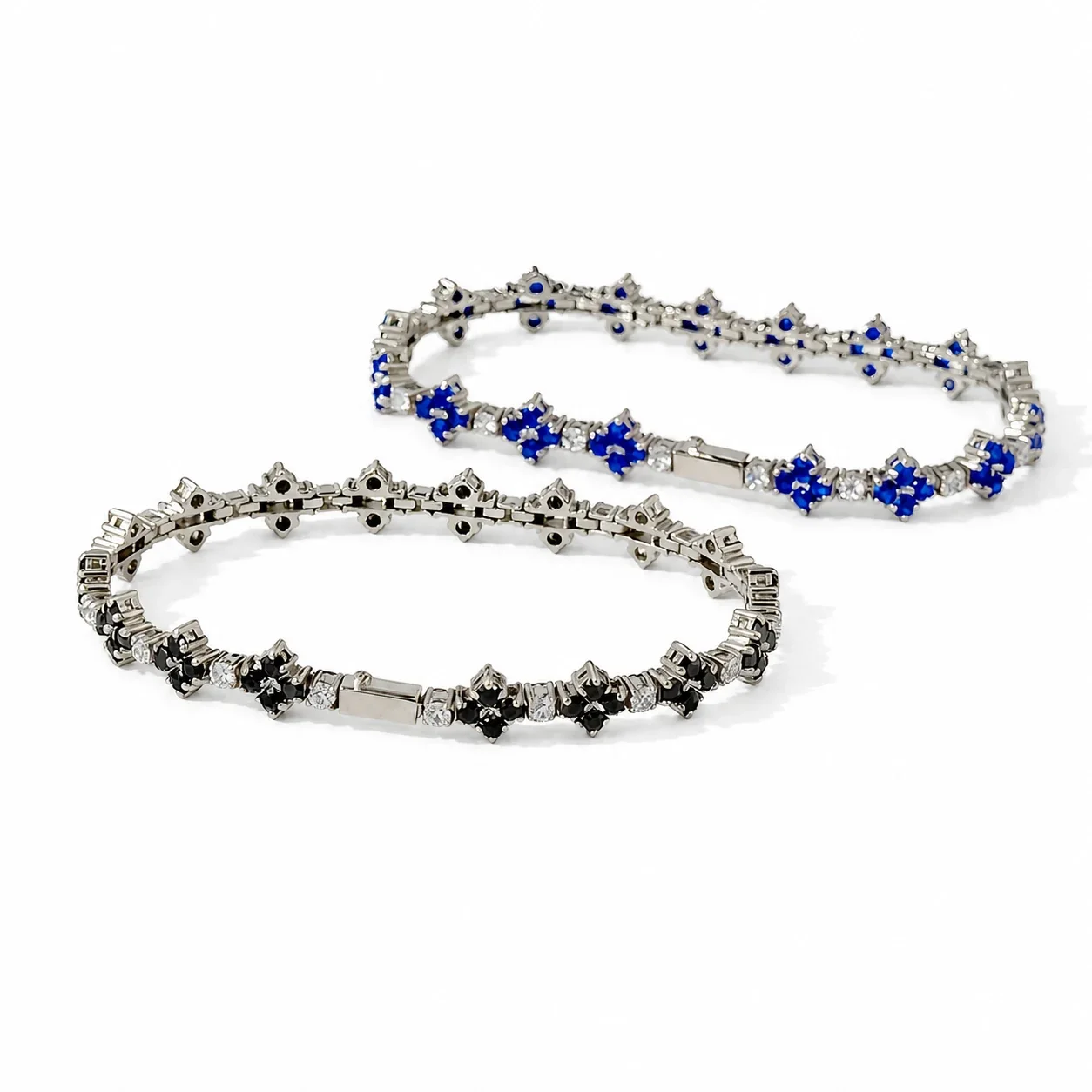 Clover Silver-Tone 316 Stainless Steel Tennis Bracelet