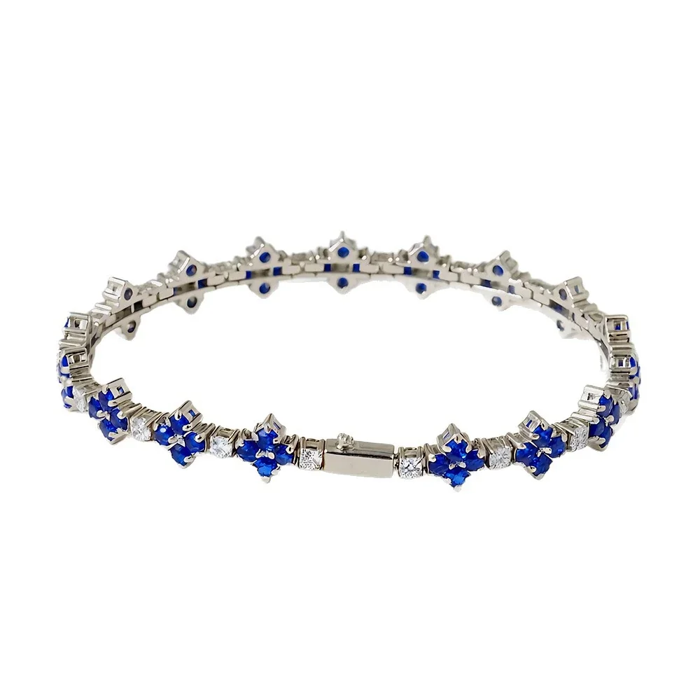 Clover Silver-Tone 316 Stainless Steel Tennis Bracelet