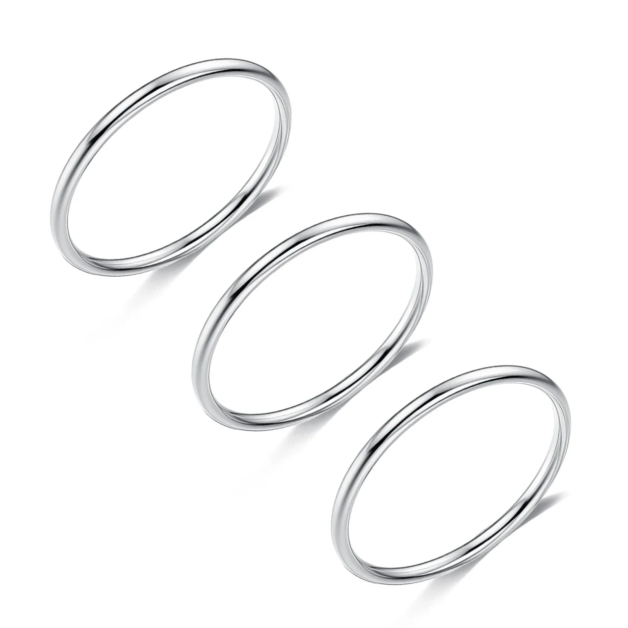 Minimal Stainless Steel 1mm Polished Slim Band Ring - Silver