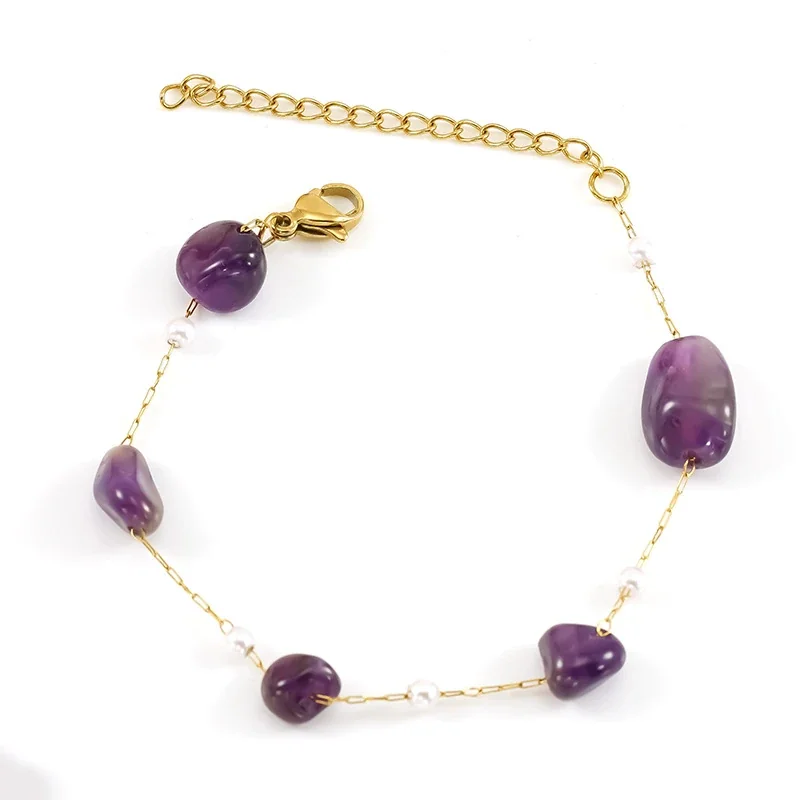 Artful Gold-Plated Paperclip Chain Bead Bracelet