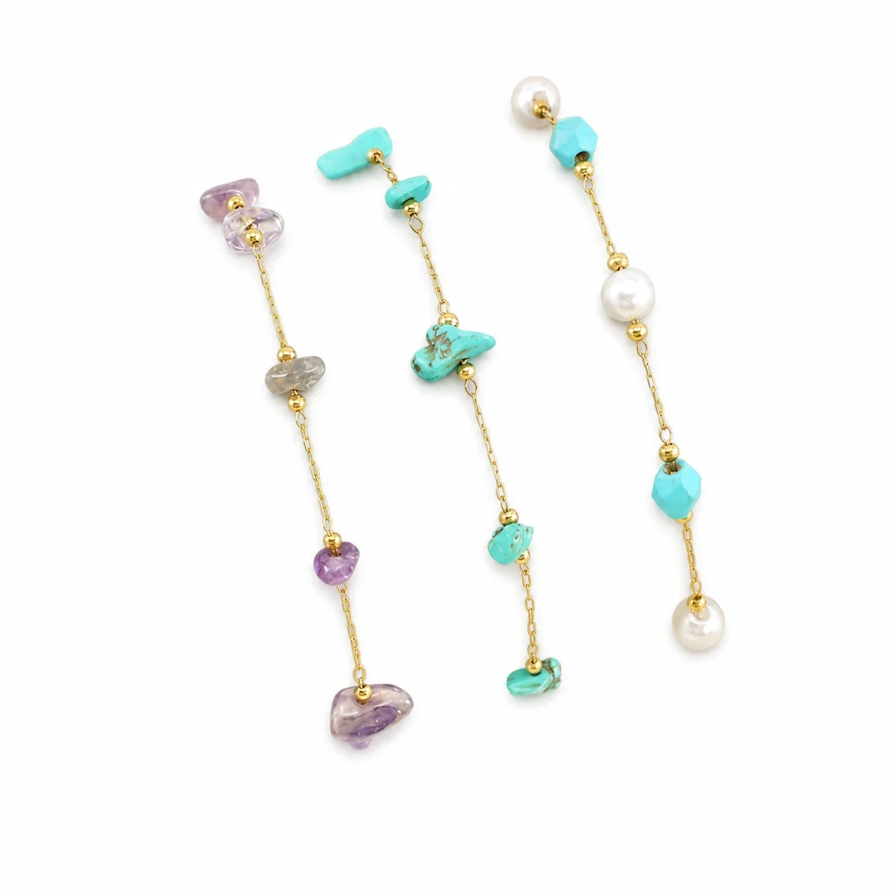 Artful Gold-Plated Paperclip Chain Bead Bracelet