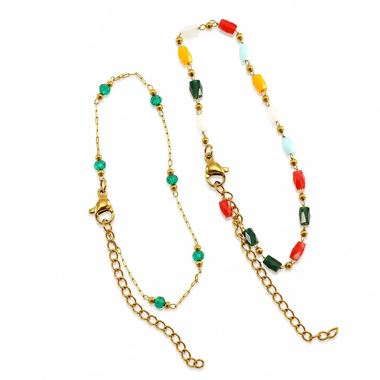 Artful Gold-Plated Paperclip Chain Bead Bracelet