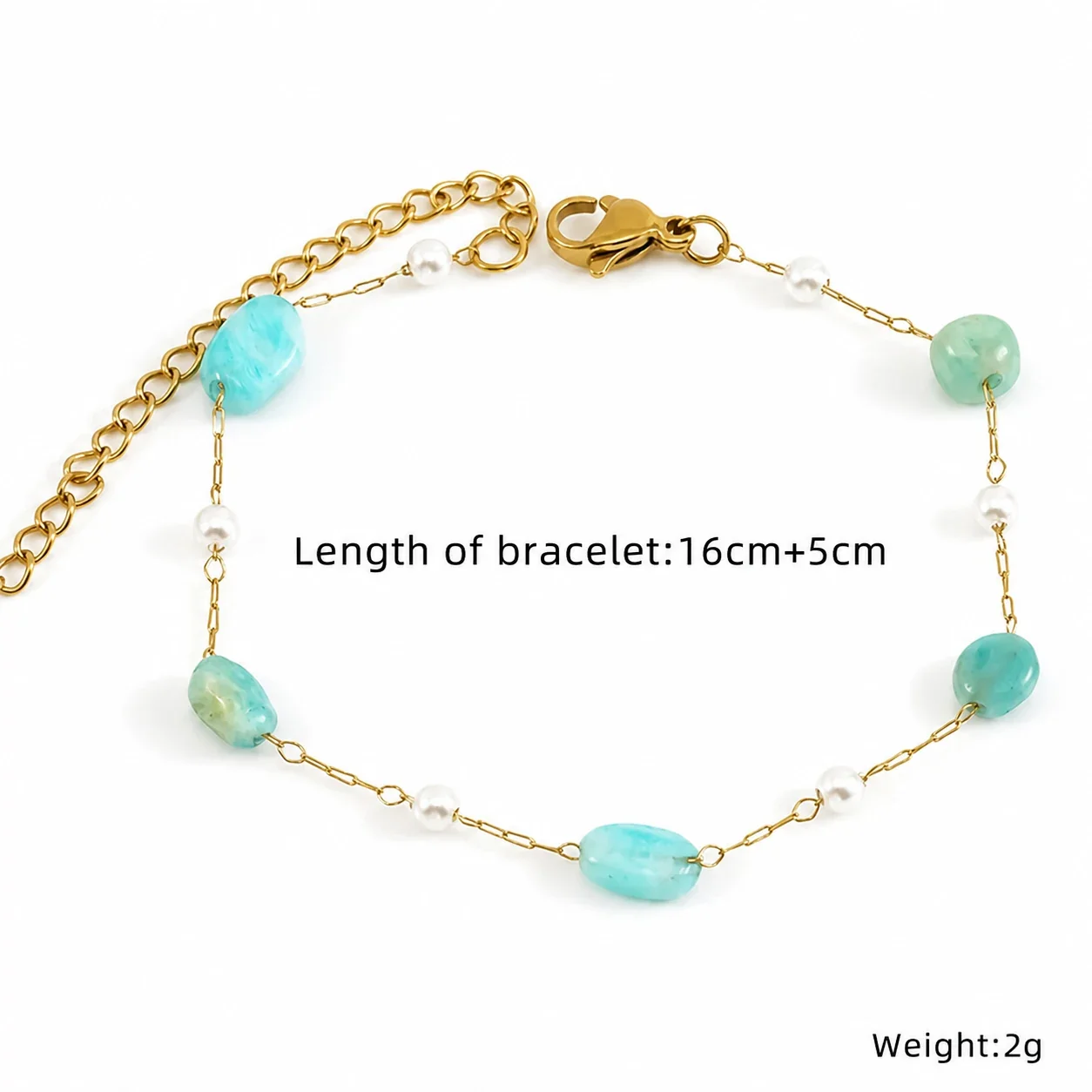 Artful Gold-Plated Paperclip Chain Bead Bracelet - Style H557