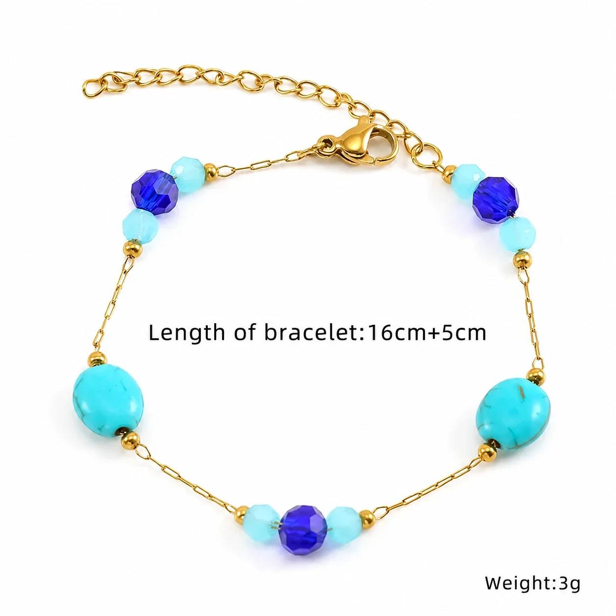 Artful Gold-Plated Paperclip Chain Bead Bracelet - Style H559