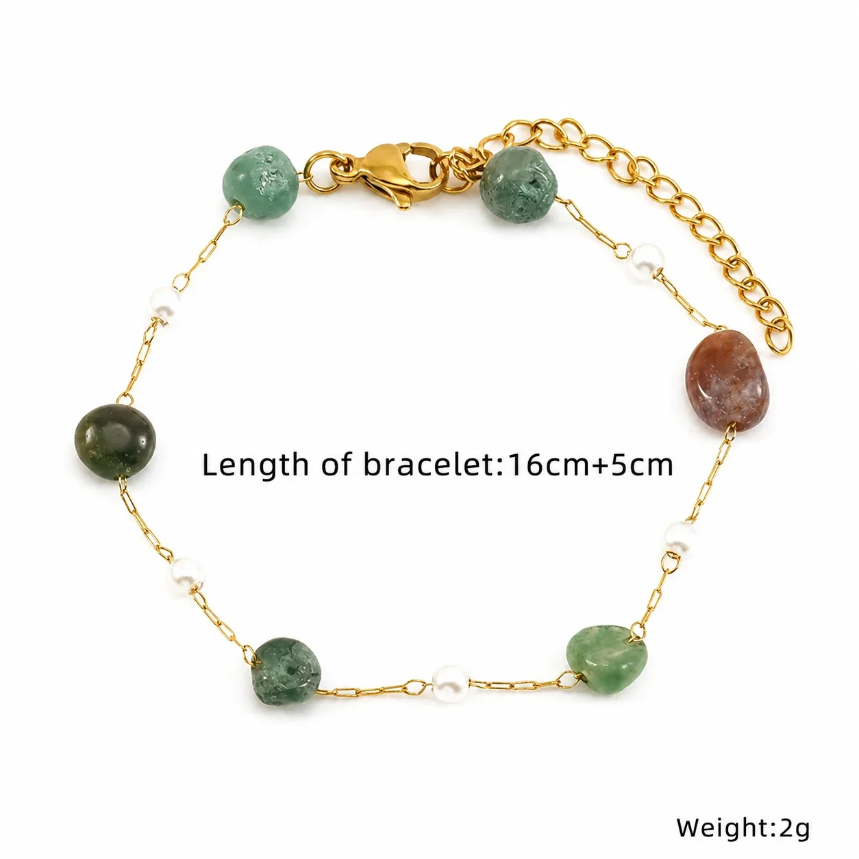 Artful Gold-Plated Paperclip Chain Bead Bracelet - Style H561