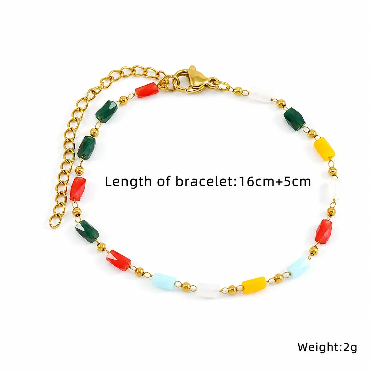 Artful Gold-Plated Paperclip Chain Bead Bracelet - Style H569