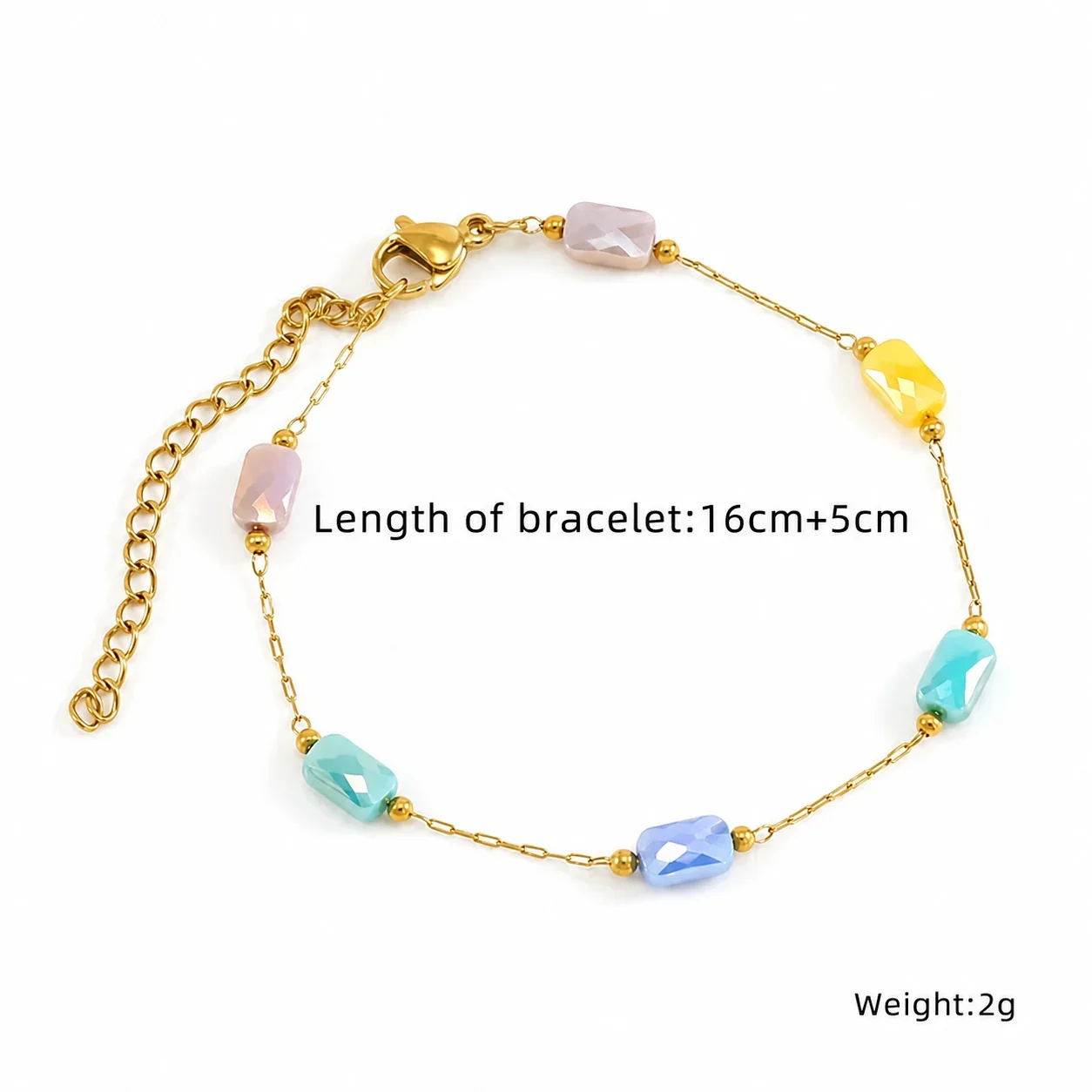 Artful Gold-Plated Paperclip Chain Bead Bracelet - Style H570
