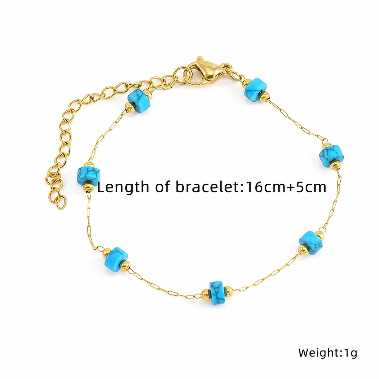 Artful Gold-Plated Paperclip Chain Bead Bracelet - Style H571