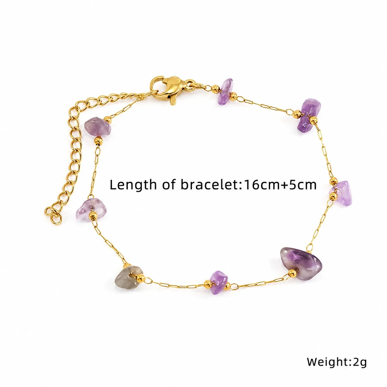 Artful Gold-Plated Paperclip Chain Bead Bracelet - Style H572