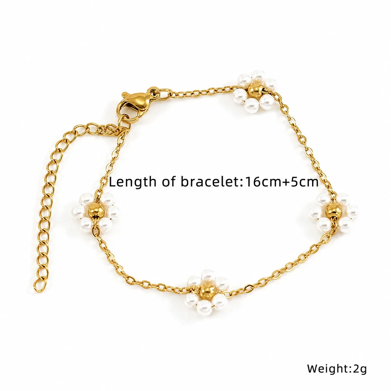 Artful Gold-Plated Paperclip Chain Bead Bracelet - Style H573