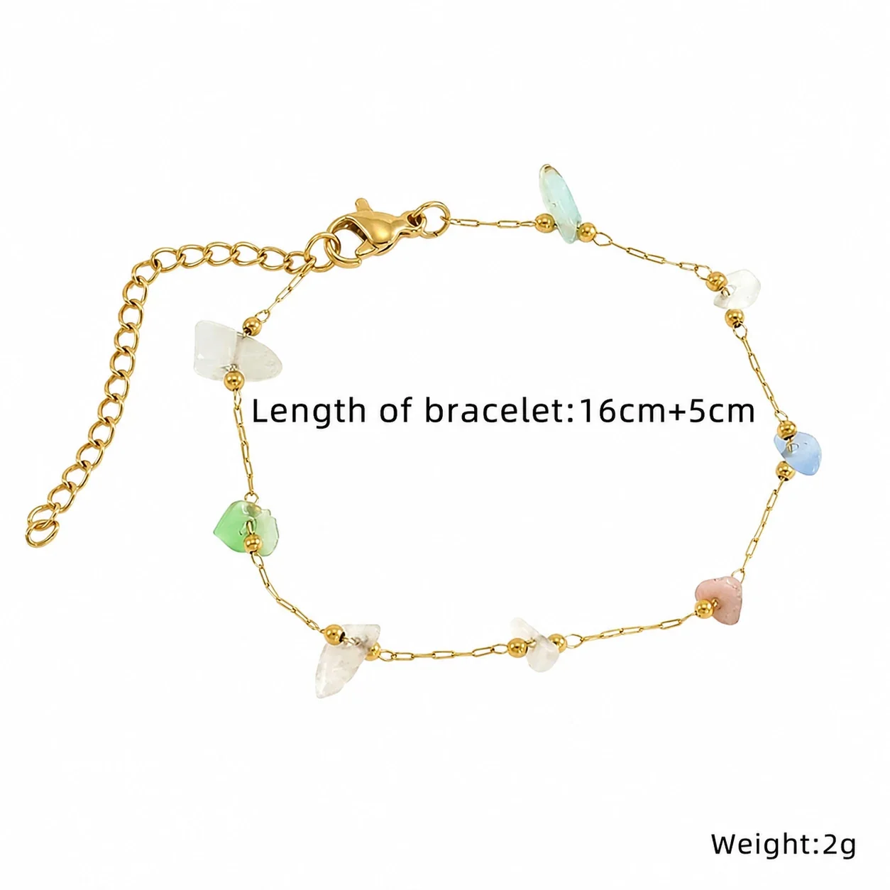 Artful Gold-Plated Paperclip Chain Bead Bracelet - Style H574