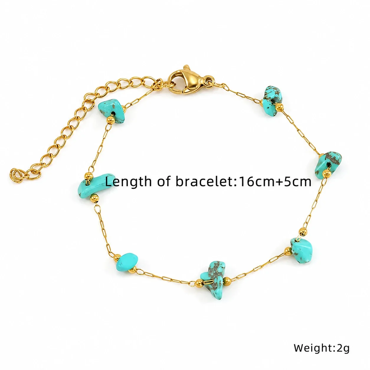 Artful Gold-Plated Paperclip Chain Bead Bracelet - Style H575
